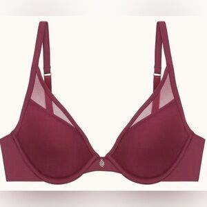 ThirdLove 24/7 Bra Wired Cups Classic Plunging Uplift in Burgundy Size 34H NWT